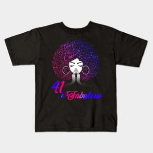 41 & Fabulous Afro Hair Black Women 41st Birthday Kids T-Shirt